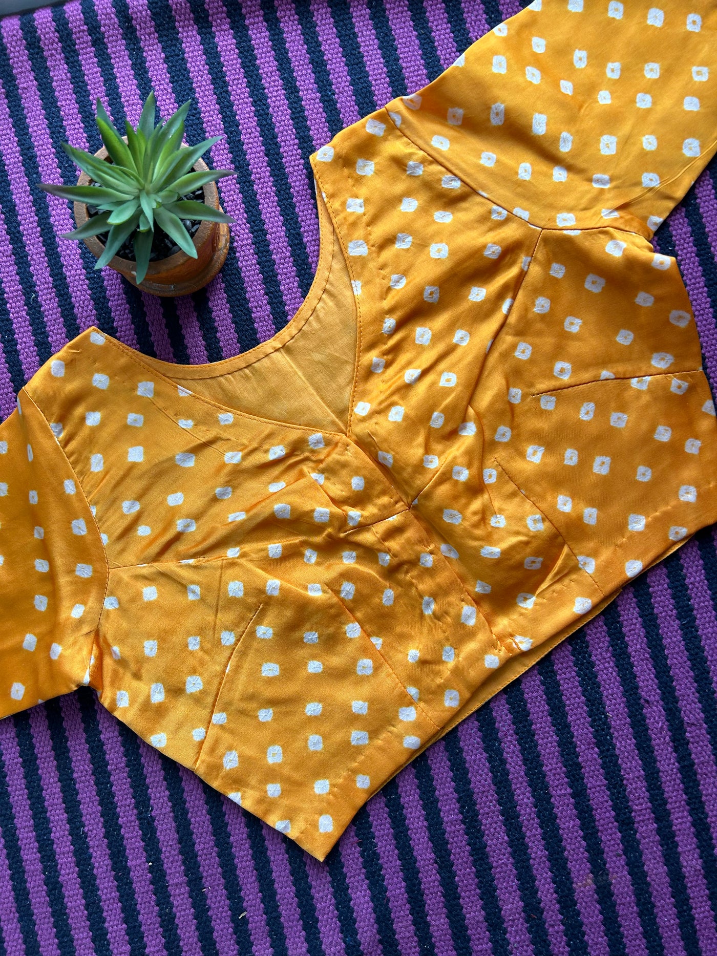 Kacchi Haldi : MODAL SILK BANDHANI BLOUSE