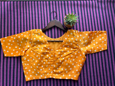 Kacchi Haldi : MODAL SILK BANDHANI BLOUSE