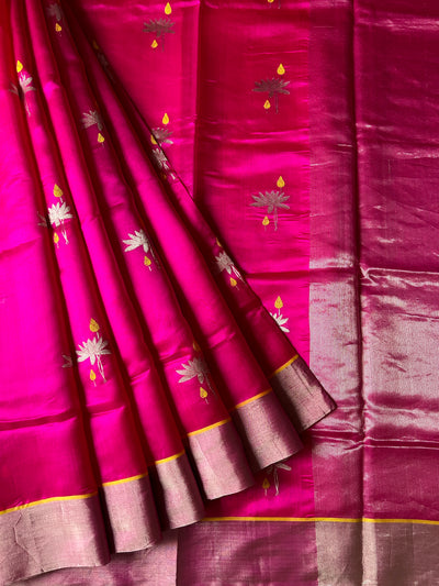 Raj Kamal: HANDLOOM PURE SILK CHANDERI SAREE WITH EK NALIYA BOOTA