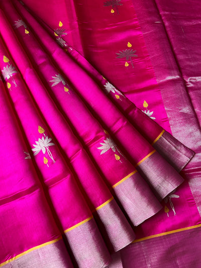 Raj Kamal: HANDLOOM PURE SILK CHANDERI SAREE WITH EK NALIYA BOOTA