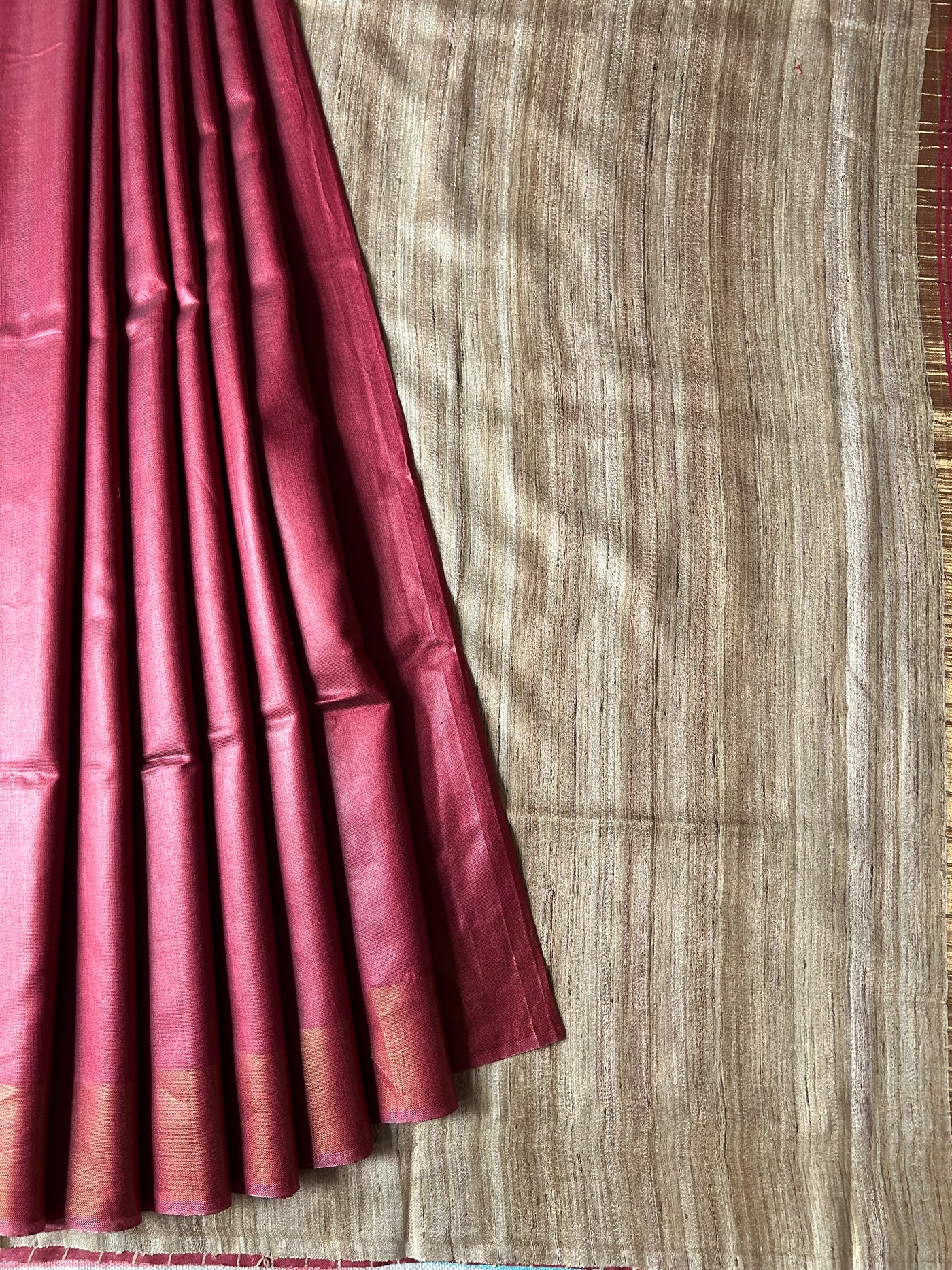 ALEXA : Handwoven Pure Tussar Ghicha Silk Saree