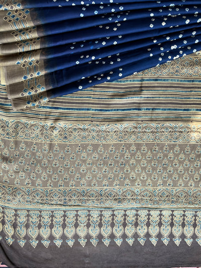 Nazrana: AJRAKH BANDHEJ MODAL SILK SAREE