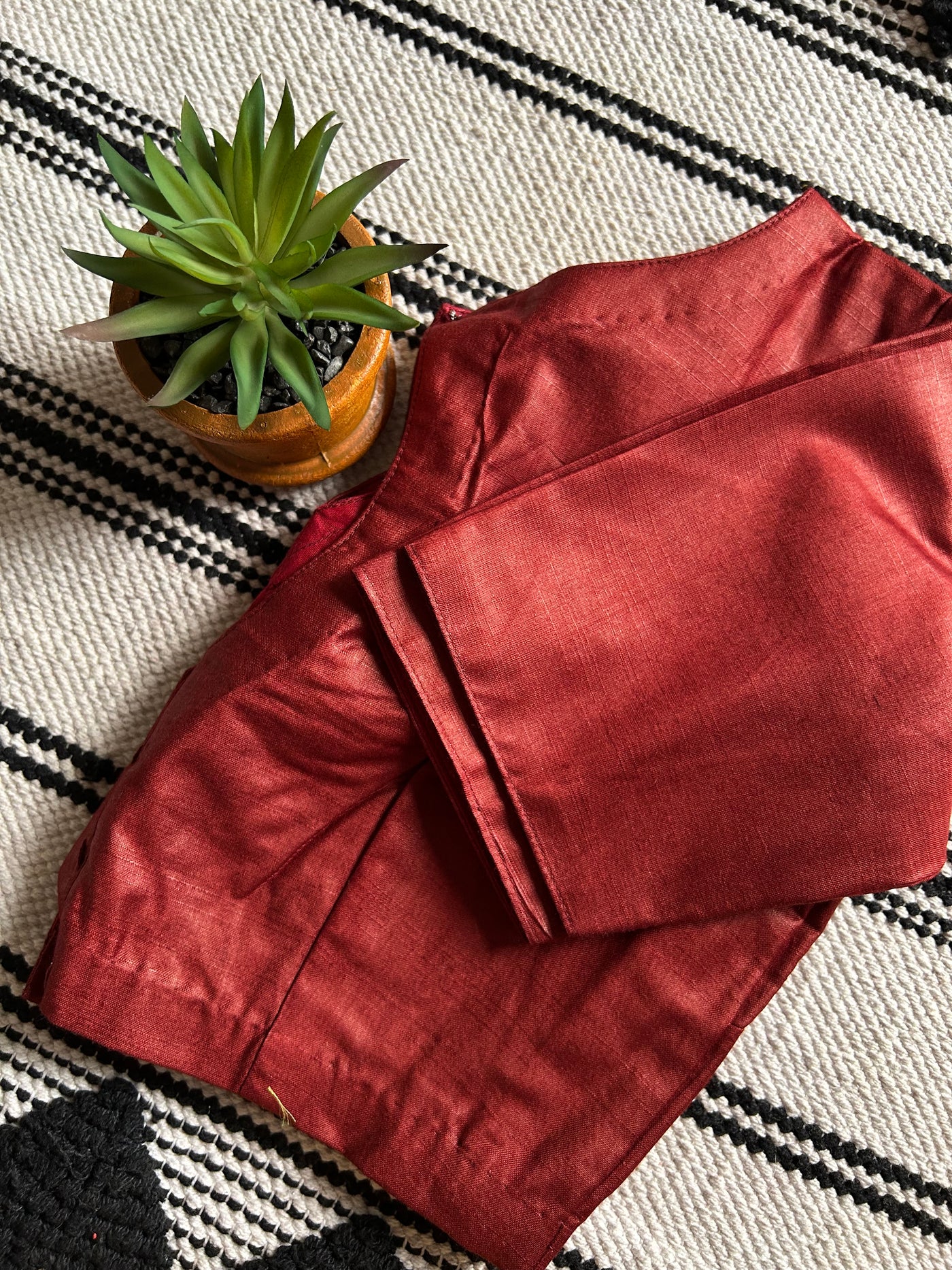 Maroon Silk: PURE SILK READYMADE BLOUSE