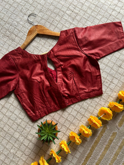 Maroon Silk: PURE SILK READYMADE BLOUSE