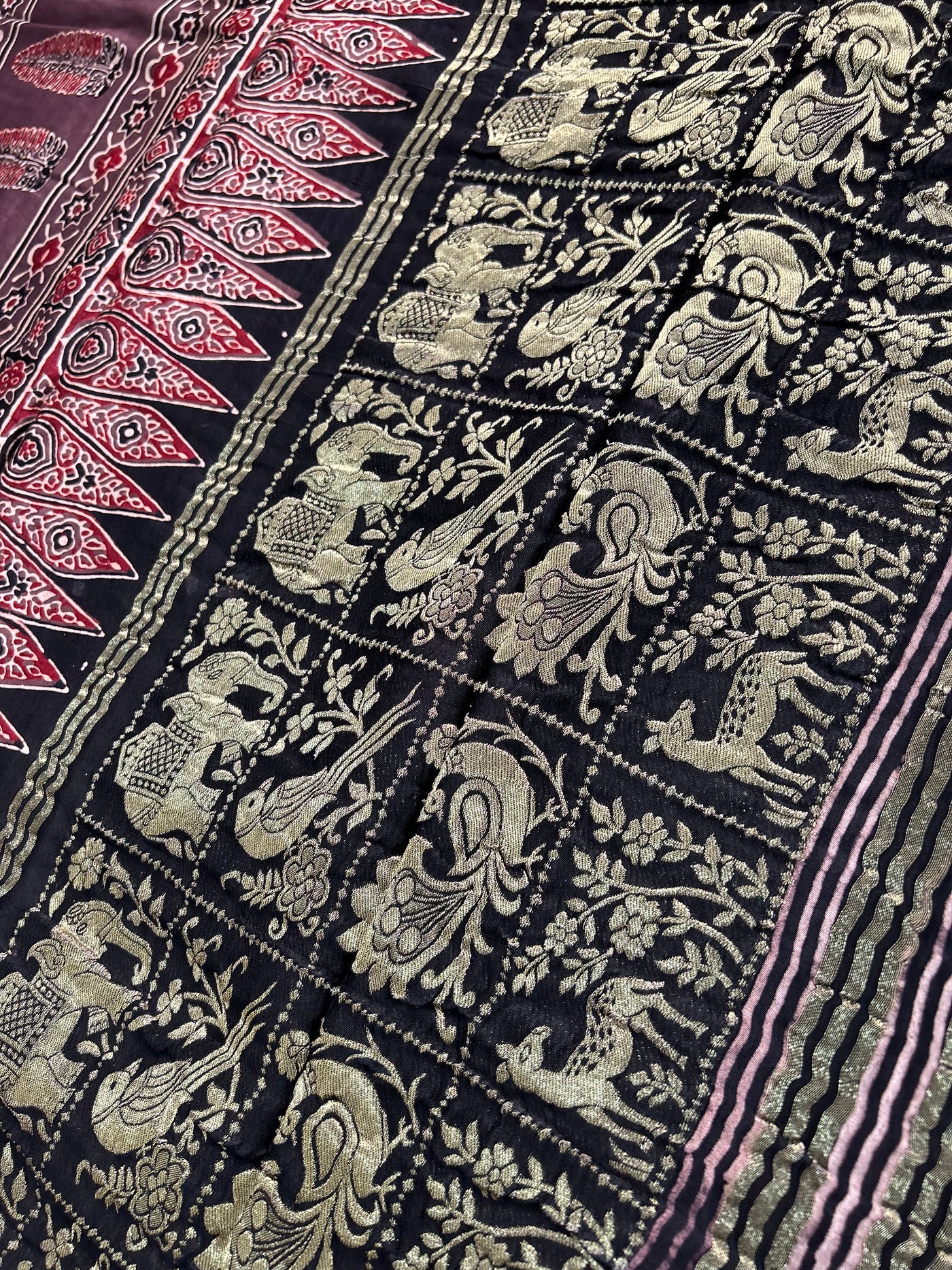 MIRZA: MODAL SILK TISSUE Meenakari AJRAKH