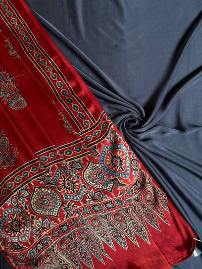 INAYAT: Handblock Ajrakh Modal Silk Suitset