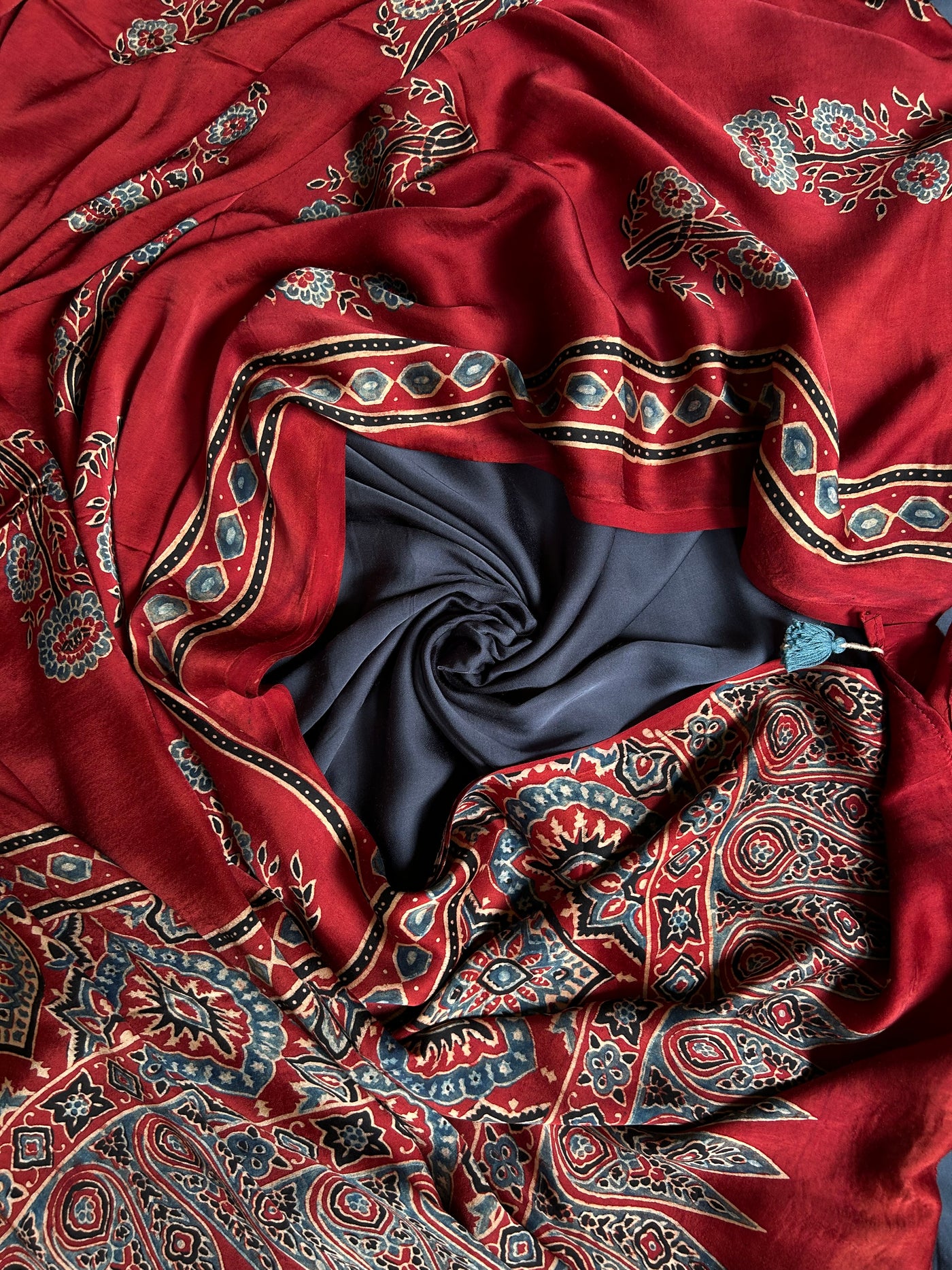 INAYAT: Handblock Ajrakh Modal Silk Suitset