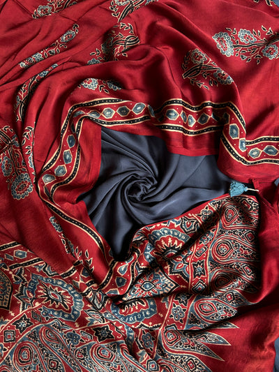 INAYAT: Handblock Ajrakh Modal Silk Suitset
