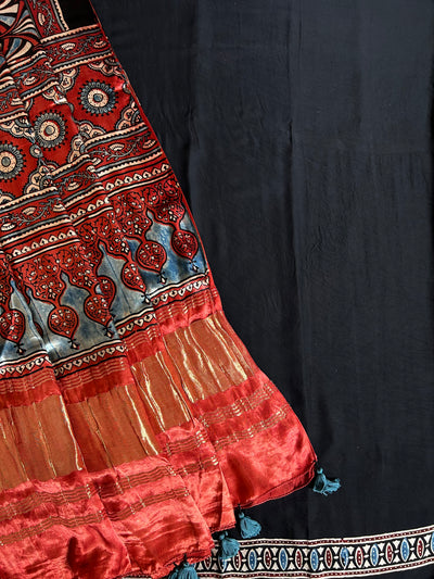LAAL PARI : Handblock Ajrakh Modal Silk Suitset