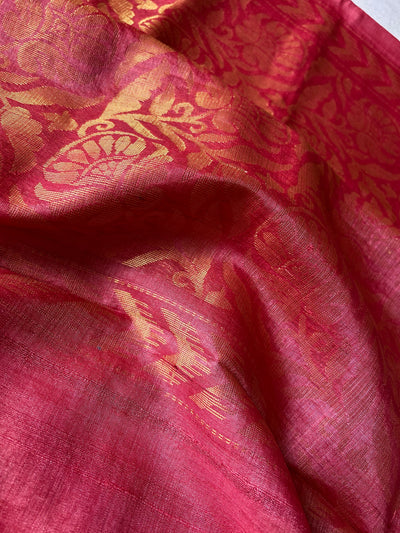 The color of love: Handloom Kosa Tussar silk saree