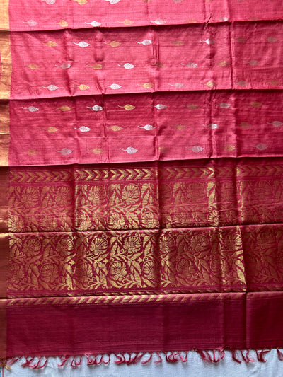 The color of love: Handloom Kosa Tussar silk saree