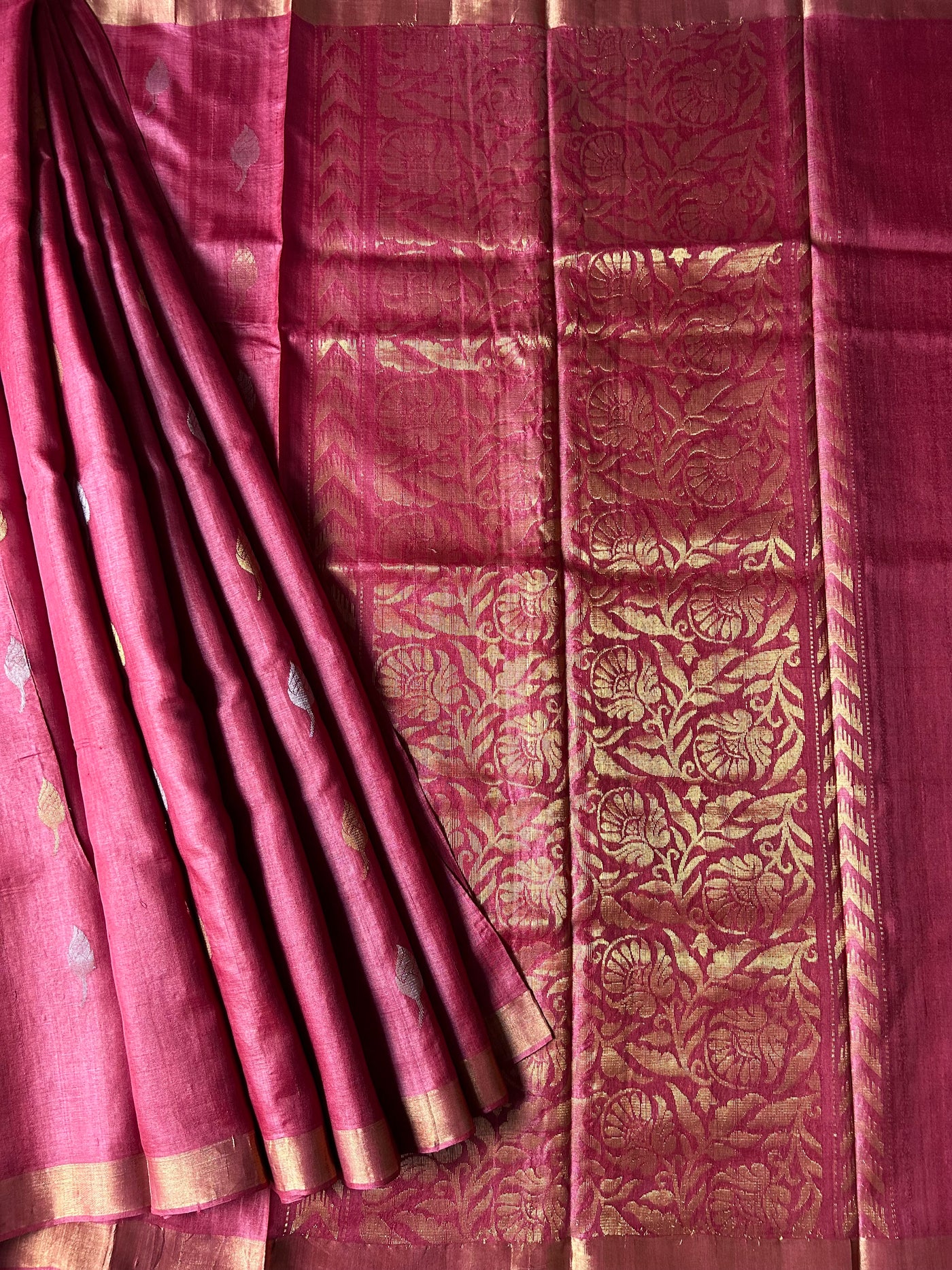 The color of love: Handloom Kosa Tussar silk saree