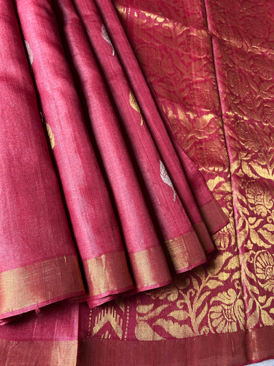 The color of love: Handloom Kosa Tussar silk saree