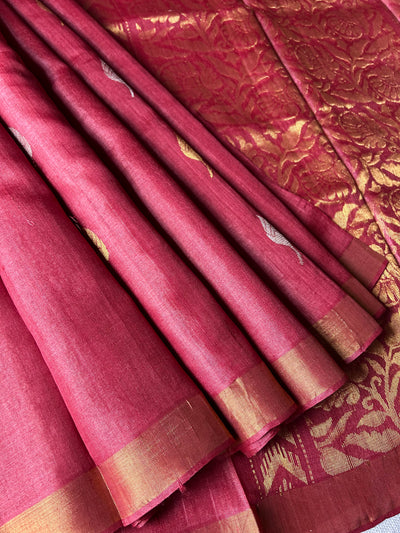 The color of love: Handloom Kosa Tussar silk saree