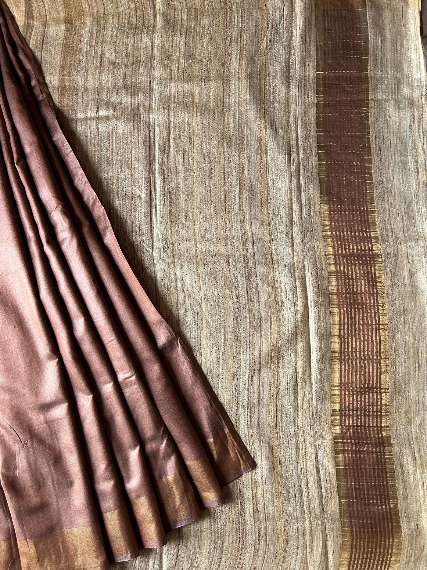 CLARA : Handwoven Pure Tussar Ghicha Silk Saree