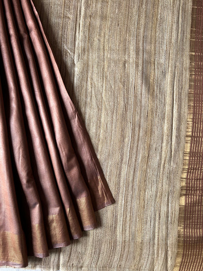 CLARA : Handwoven Pure Tussar Ghicha Silk Saree