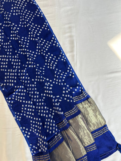 MARIA : HANDMADE BANDHANI TISSUE DUPATTA WITH SOLID DYED MODAL SILK SUIT SET
