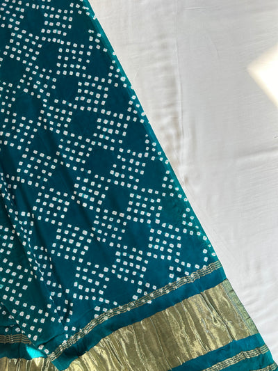 TRISHA : HANDMADE BANDHANI TISSUE DUPATTA WITH SOLID DYED MODAL SILK SUIT SET