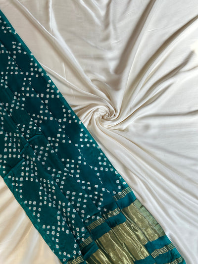 TRISHA : HANDMADE BANDHANI TISSUE DUPATTA WITH SOLID DYED MODAL SILK SUIT SET