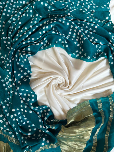 TRISHA : HANDMADE BANDHANI TISSUE DUPATTA WITH SOLID DYED MODAL SILK SUIT SET