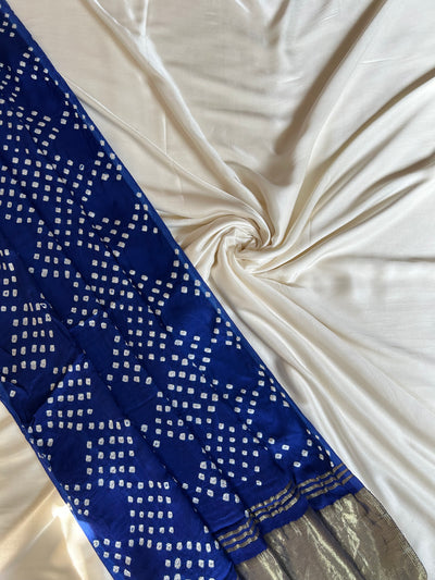 MARIA : HANDMADE BANDHANI TISSUE DUPATTA WITH SOLID DYED MODAL SILK SUIT SET