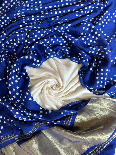 MARIA : HANDMADE BANDHANI TISSUE DUPATTA WITH SOLID DYED MODAL SILK SUIT SET