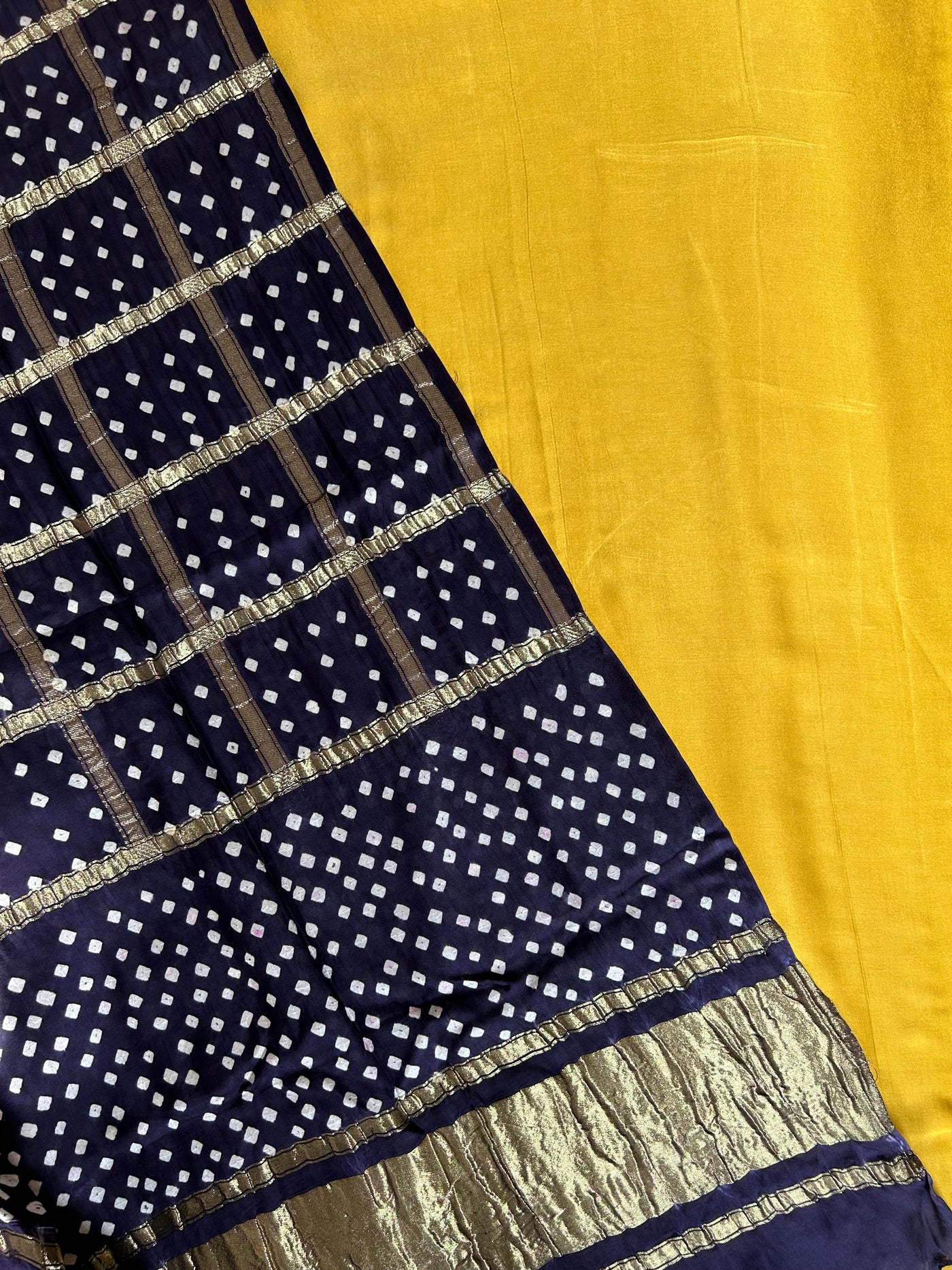 KADAMBARI : Handmade Bandhani Gharchola Tissue Modal Silk Dupatta with Solid Modal Silk Suitset