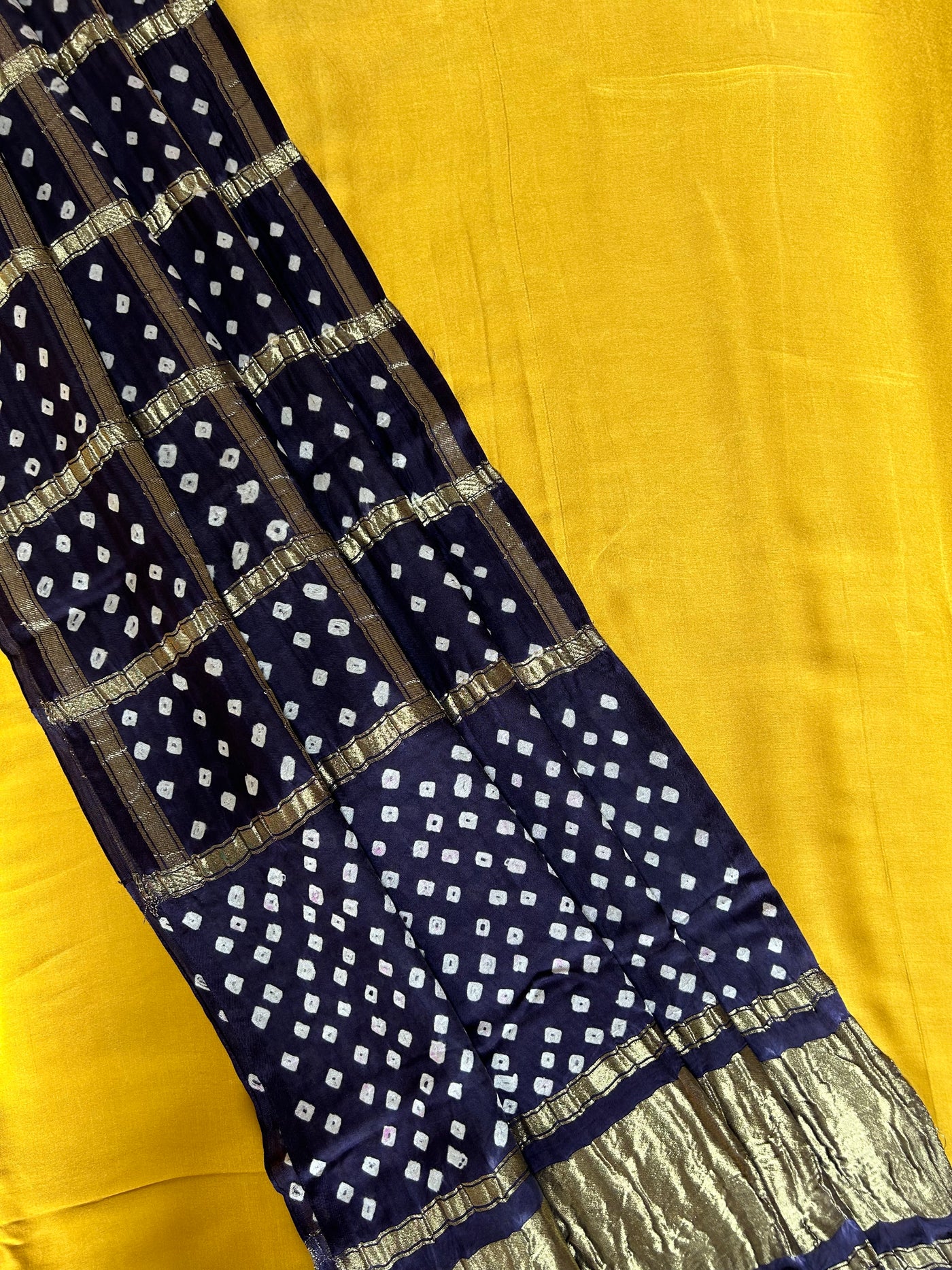 KADAMBARI : Handmade Bandhani Gharchola Tissue Modal Silk Dupatta with Solid Modal Silk Suitset