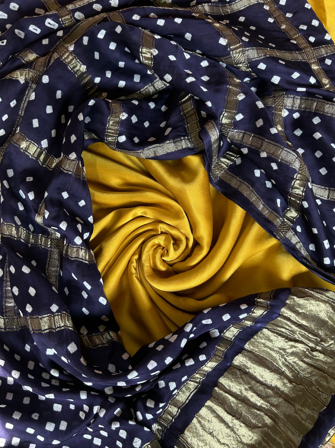 KADAMBARI : Handmade Bandhani Gharchola Tissue Modal Silk Dupatta with Solid Modal Silk Suitset