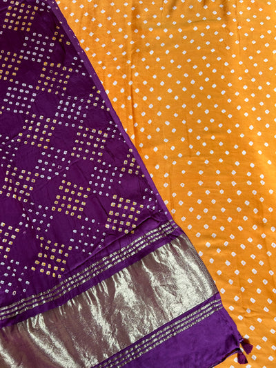 JAGRITI : HANDMADE BANDHANI TISSUE MODAL SILK DUPATTA WITH MODAL SILK BANDHANI SUIT SET