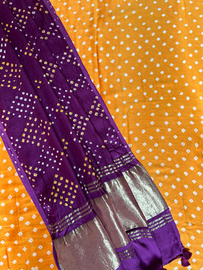 JAGRITI : HANDMADE BANDHANI TISSUE MODAL SILK DUPATTA WITH MODAL SILK BANDHANI SUIT SET