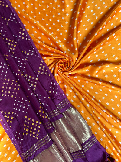 JAGRITI : HANDMADE BANDHANI TISSUE MODAL SILK DUPATTA WITH MODAL SILK BANDHANI SUIT SET