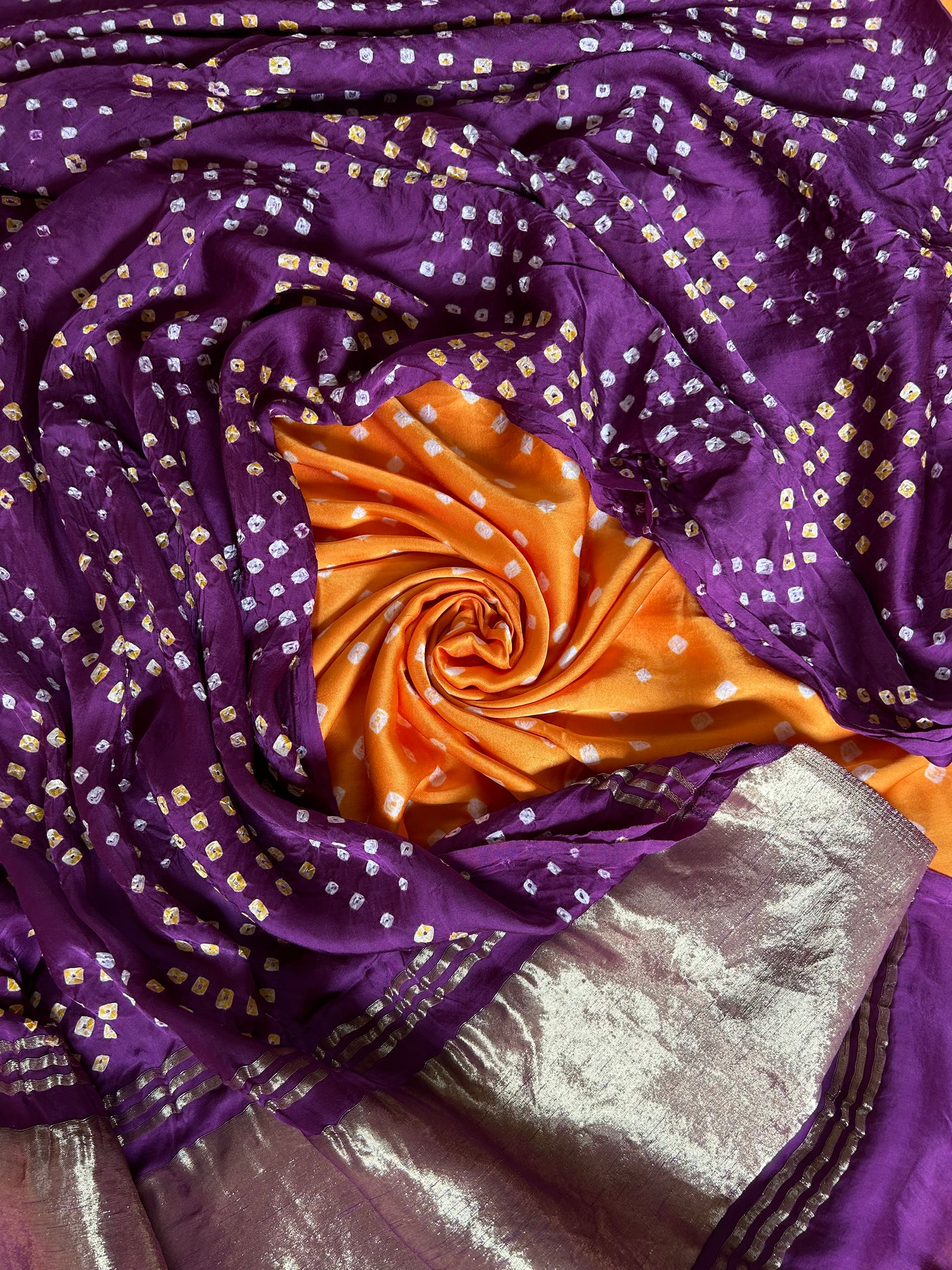 JAGRITI : HANDMADE BANDHANI TISSUE MODAL SILK DUPATTA WITH MODAL SILK BANDHANI SUIT SET