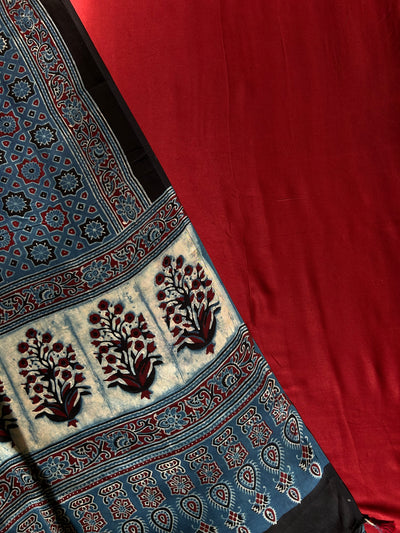 AASHVI : Handblock Ajrakh Modal Silk Suitset