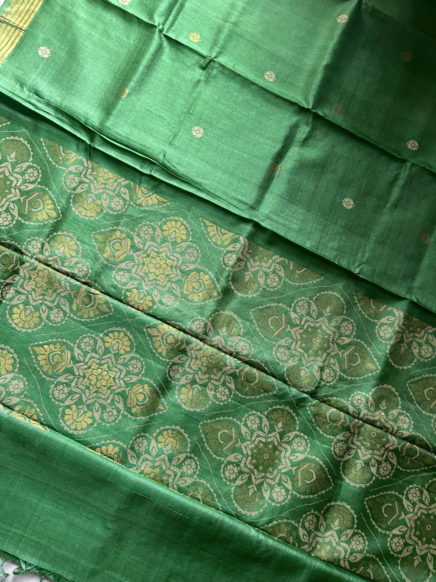 The Olive Heart:  Pure Handloom  Kosa Tussar silk saree