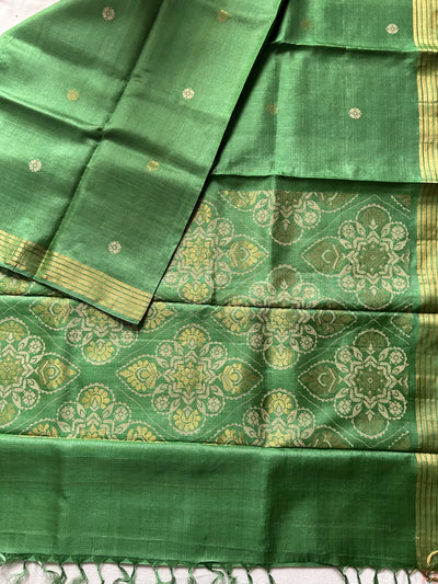 The Olive Heart:  Pure Handloom  Kosa Tussar silk saree