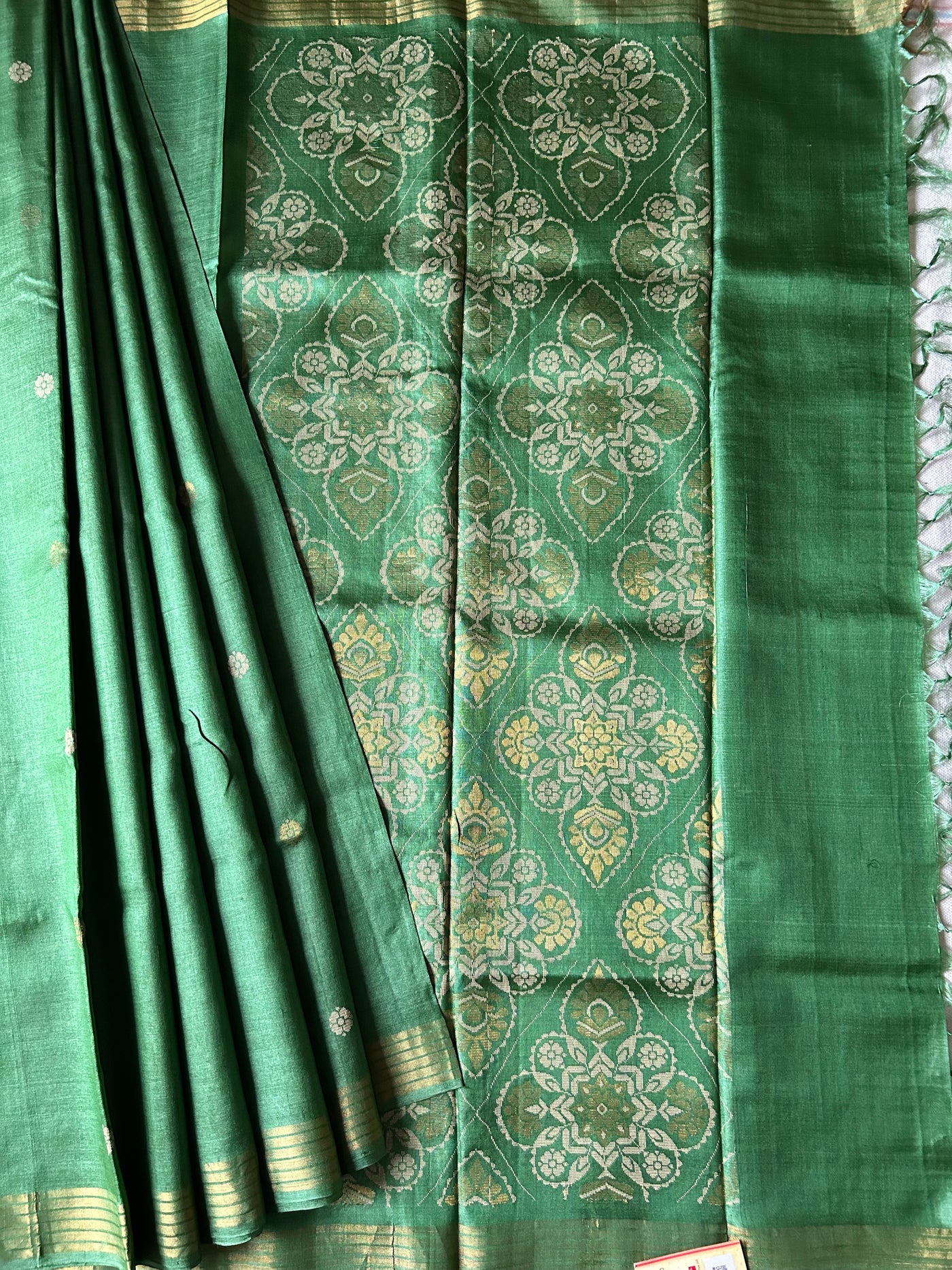 The Olive Heart:  Pure Handloom  Kosa Tussar silk saree