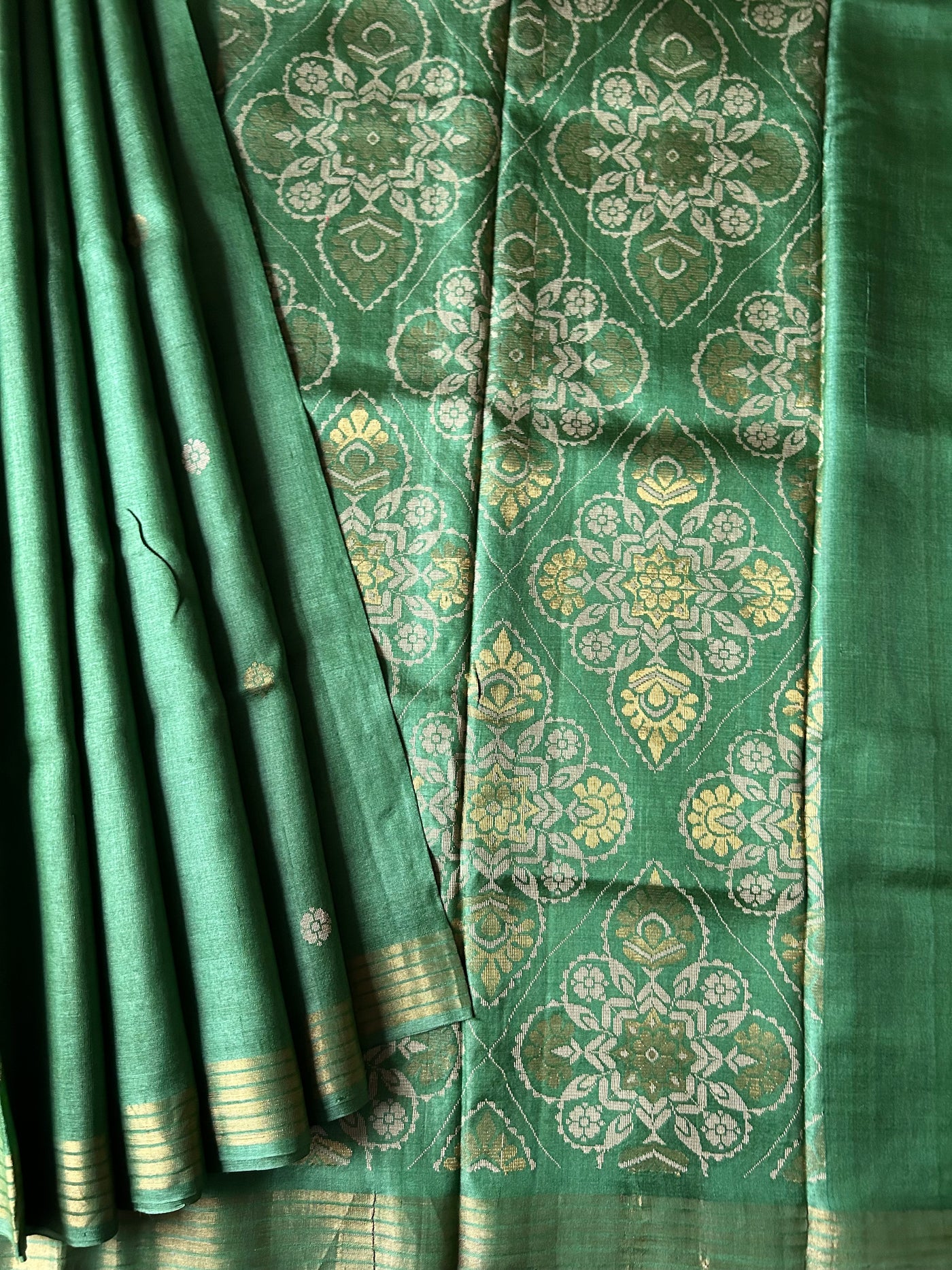 The Olive Heart:  Pure Handloom  Kosa Tussar silk saree