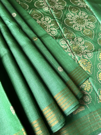 The Olive Heart:  Pure Handloom  Kosa Tussar silk saree