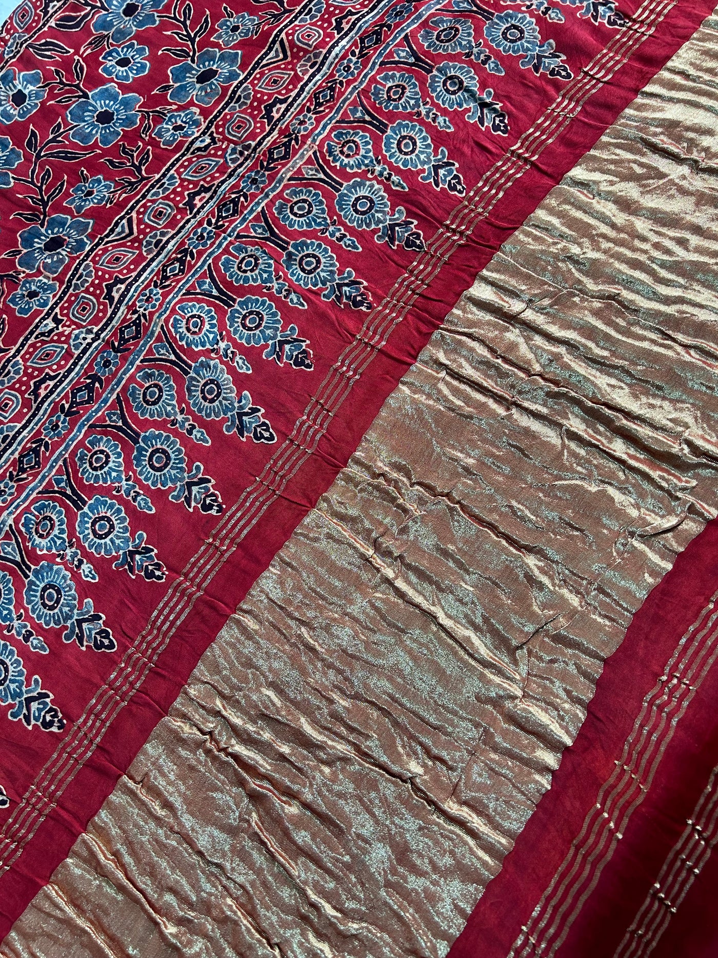 MRADULA: AJRAKH BANDHEJ MODAL SILK TISSUE SAREE