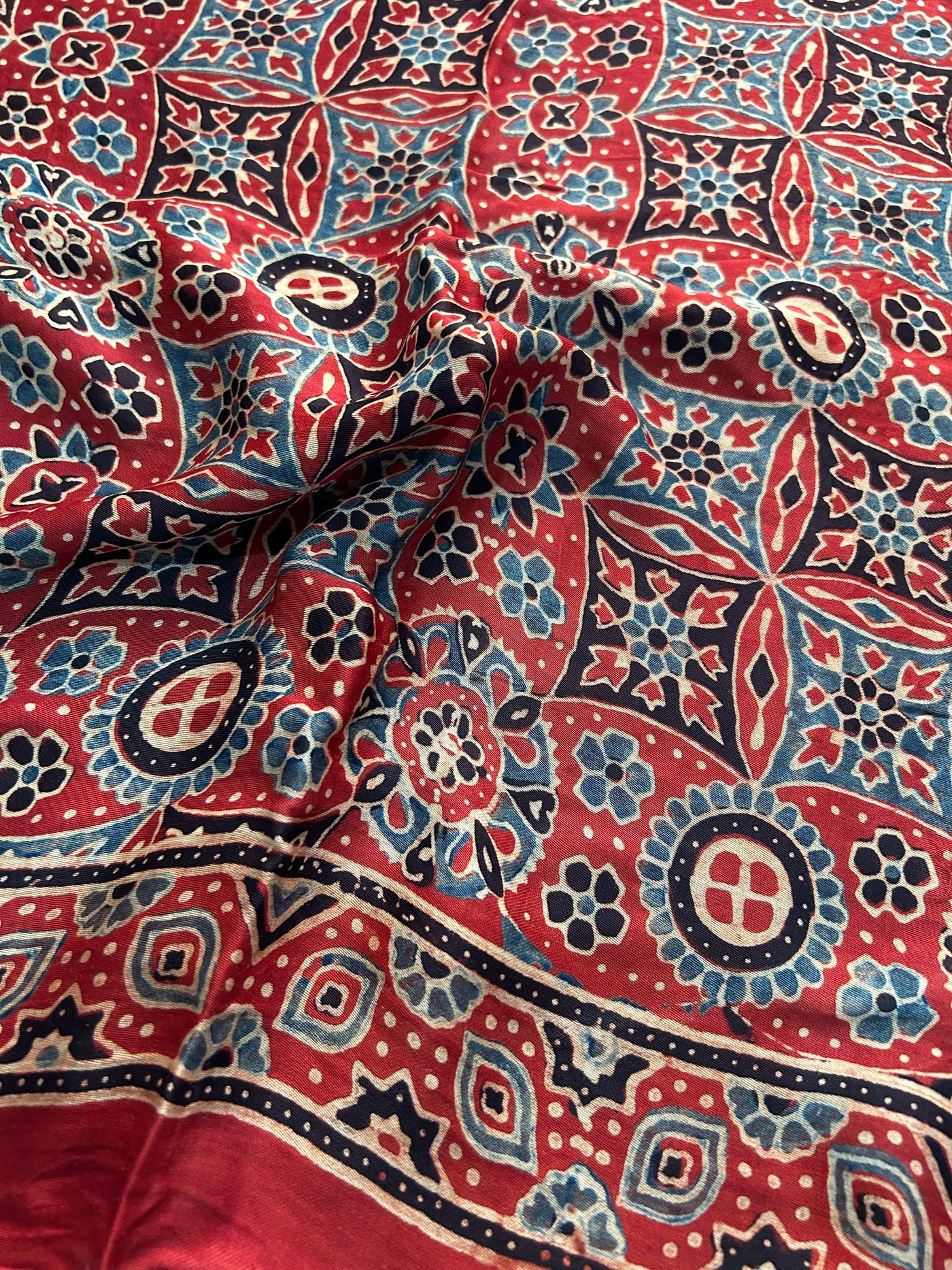 MRADULA: AJRAKH BANDHEJ MODAL SILK TISSUE SAREE