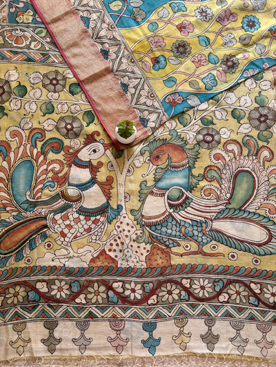 PAHELI : Handloom Maheshwari Pure Silk-Cott Pen Kalamkari Saree