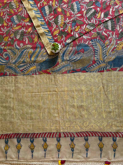 Sringar:Handloom Pure Tussar Silk PenKalamkari saree