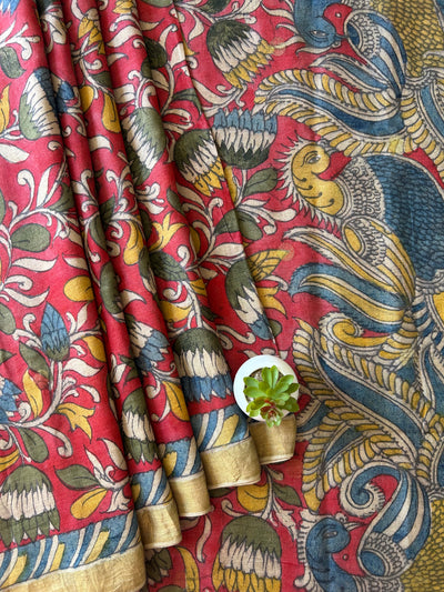 Sringar:Handloom Pure Tussar Silk PenKalamkari saree