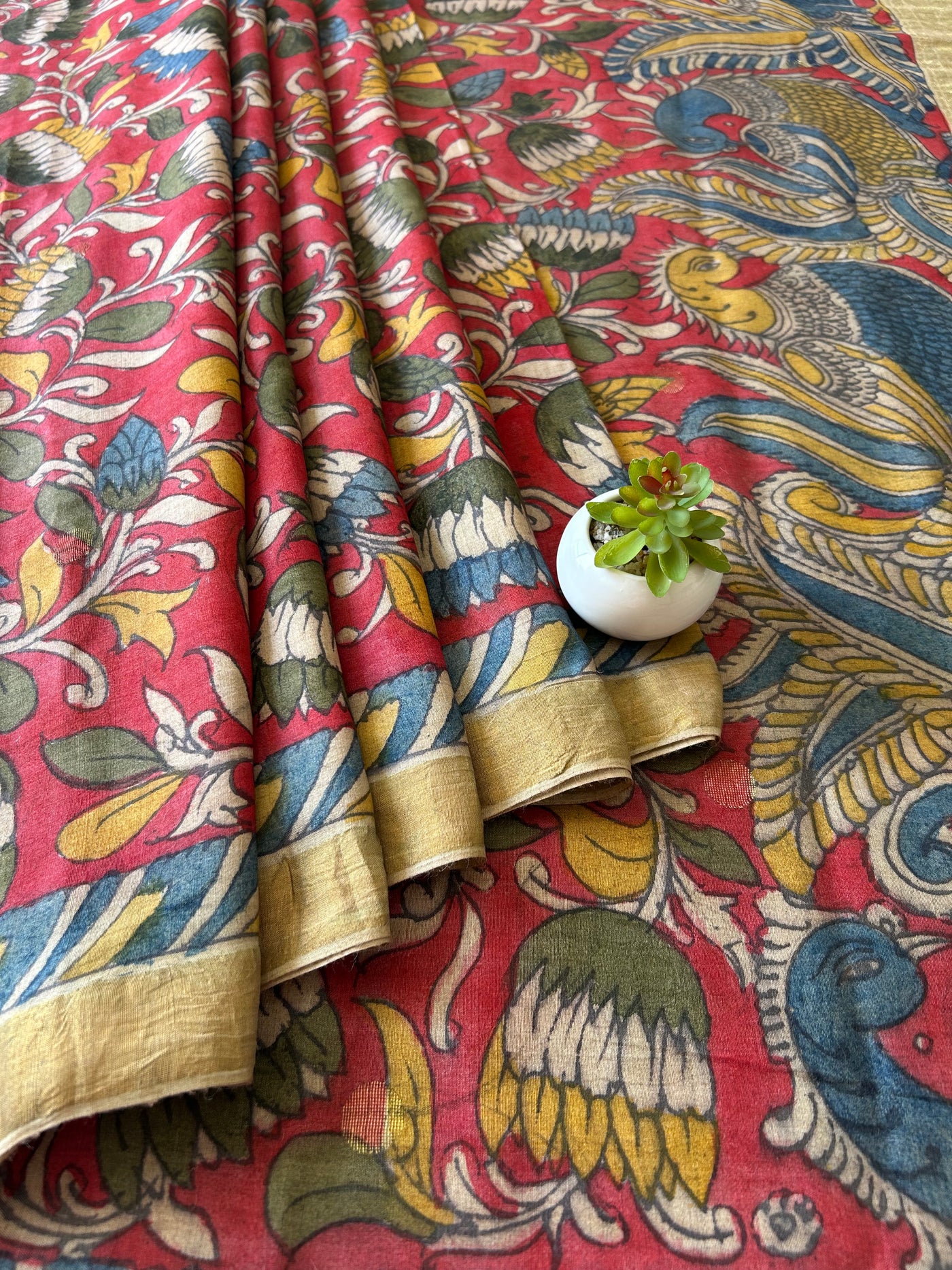 Sringar:Handloom Pure Tussar Silk PenKalamkari saree