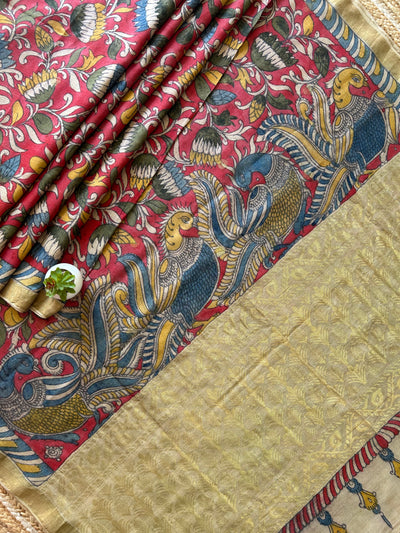 Sringar:Handloom Pure Tussar Silk PenKalamkari saree