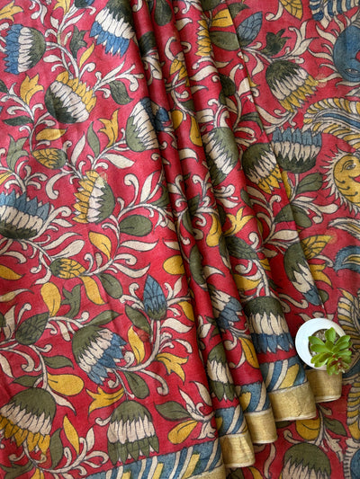 Sringar:Handloom Pure Tussar Silk PenKalamkari saree