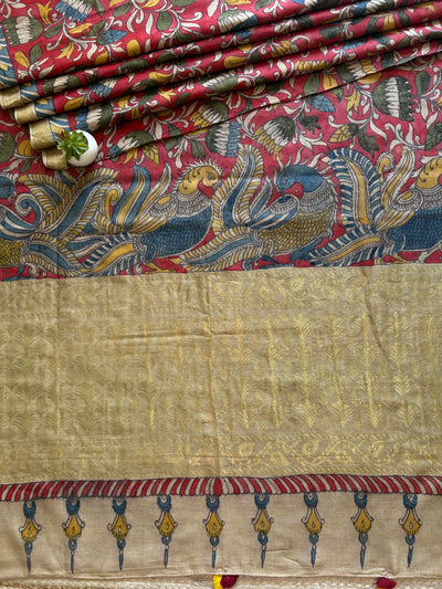 Sringar:Handloom Pure Tussar Silk PenKalamkari saree