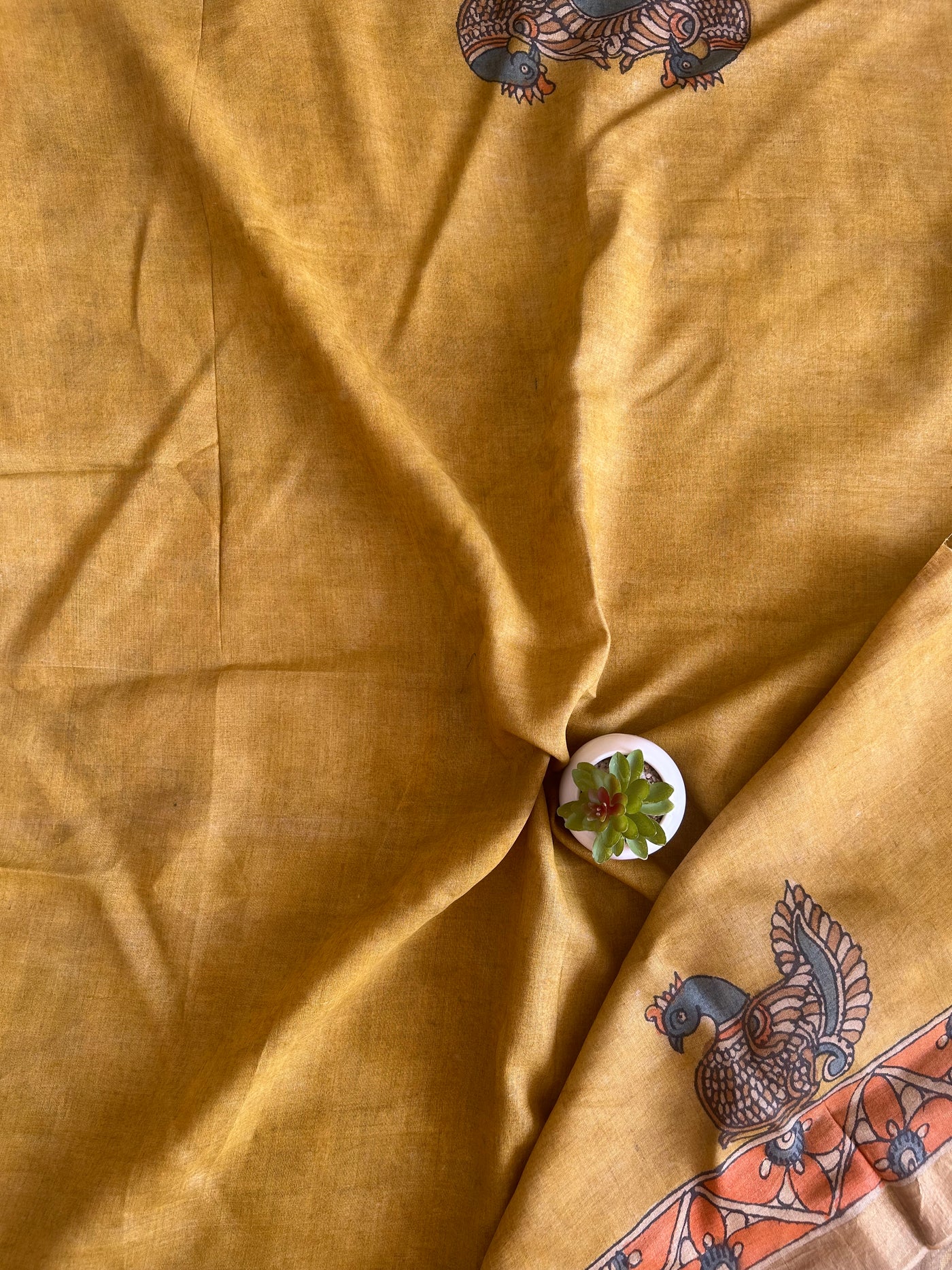 Pankaja: Handloom Pure Tussar Silk Pen Kalamkari Saree