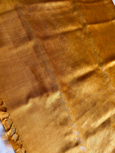 THE GOLDEN TREASURE : Handloom Kosa Tussar silk saree